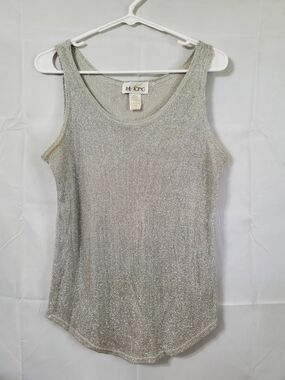 Vintage The Icing 90s Cami Tank Blouse Top Rayon Gold Shimmer Knit Large USA